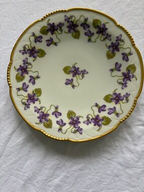 Vintage Mitterteich Bavaria porcelain plate with violet floral decoration.